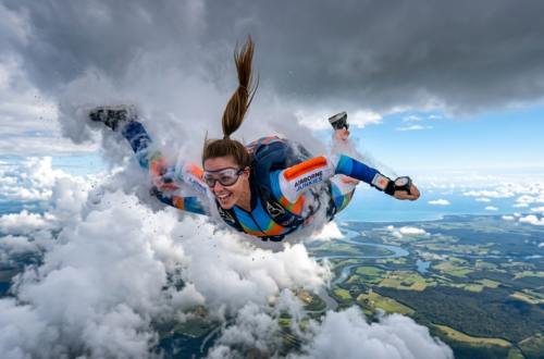 Breaking through a cloud when free falling