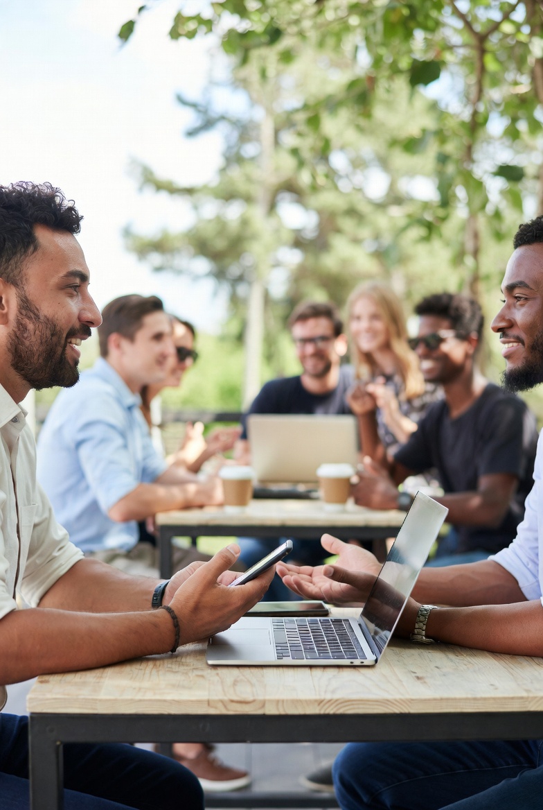 digital Nomads building relationships and communing outside