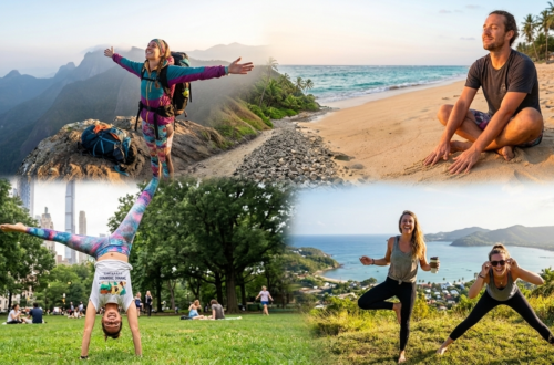 People in outdoor situations all grounded in nature