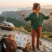 girl in nature on a mountain with the vibe of travel